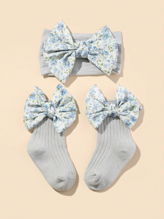 2pcs/Set Baby Hair Accessories And Socks Set