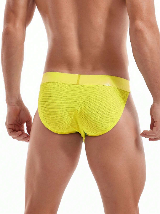 1pc Men's Breathable Triangle Mesh High-Cut Sports/Fitness Underwear