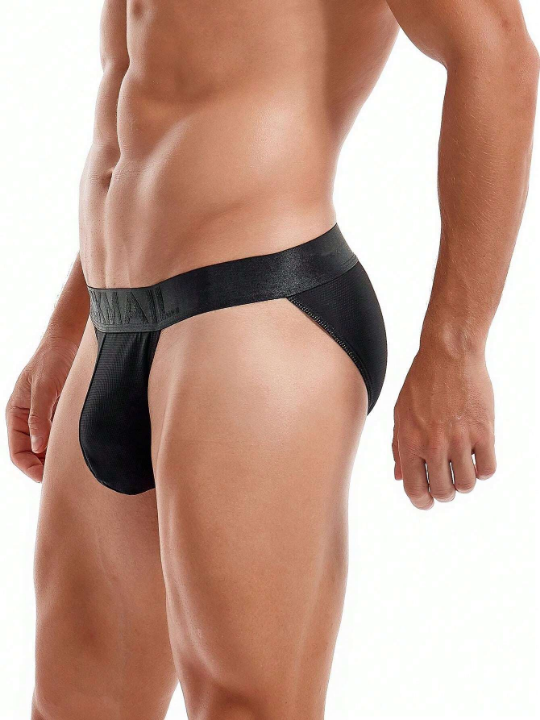 1pc Men's Breathable Triangle Mesh High-Cut Athletic Underwear For Sports & Fitness