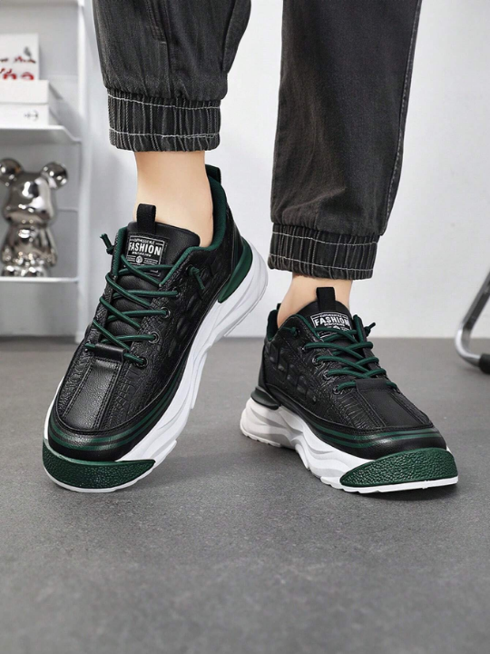 New 2024 Men's Trendy Hollow Casual Sneakers With Thick Soles, Laceless Design For Summer Sports, Height Increasing