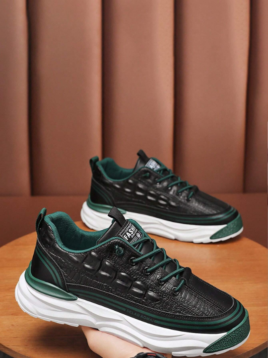 New 2024 Men's Trendy Hollow Casual Sneakers With Thick Soles, Laceless Design For Summer Sports, Height Increasing