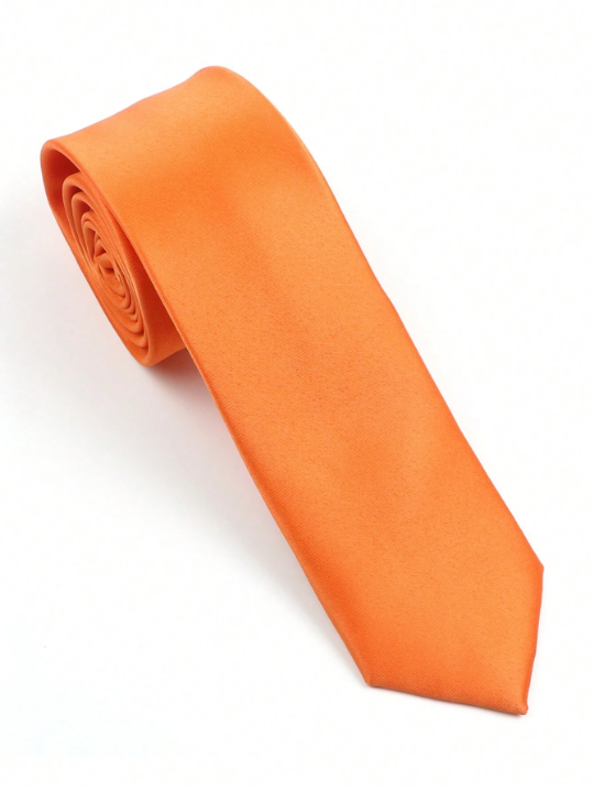 1pc Men's Solid Color Soft And Comfortable 6cm Slim Polyester Necktie, Perfect For Daily, Work, Wedding And Banquet