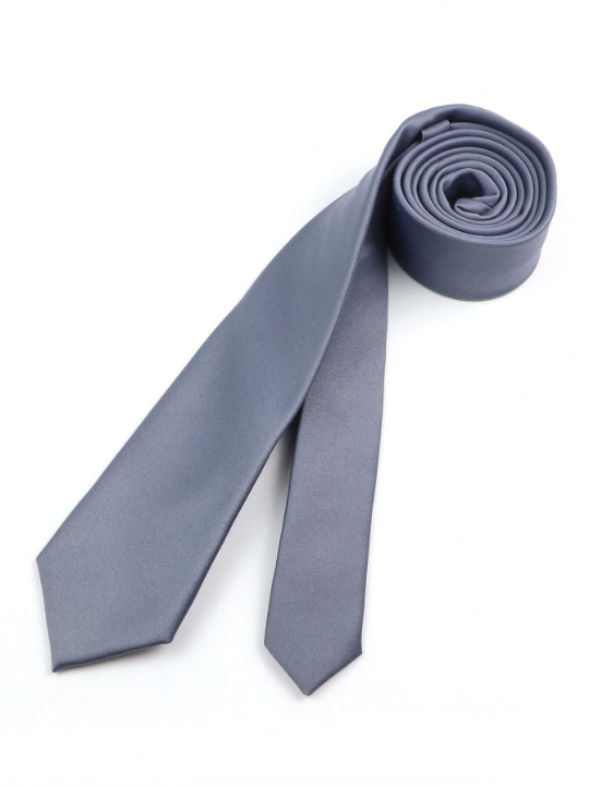 1pc Men's Solid Color Soft And Textured 6cm Skinny Polyester Necktie, Suitable For Daily Wear, Work, Wedding And Party