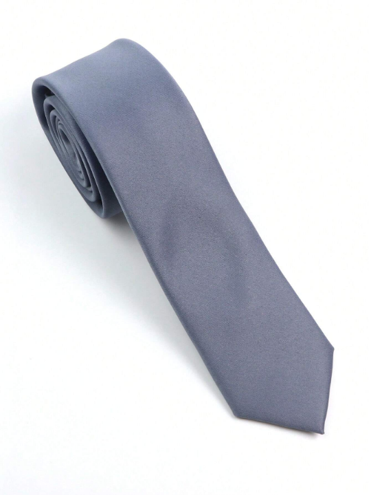 1pc Men's Solid Color Soft And Textured 6cm Skinny Polyester Necktie, Suitable For Daily Wear, Work, Wedding And Party