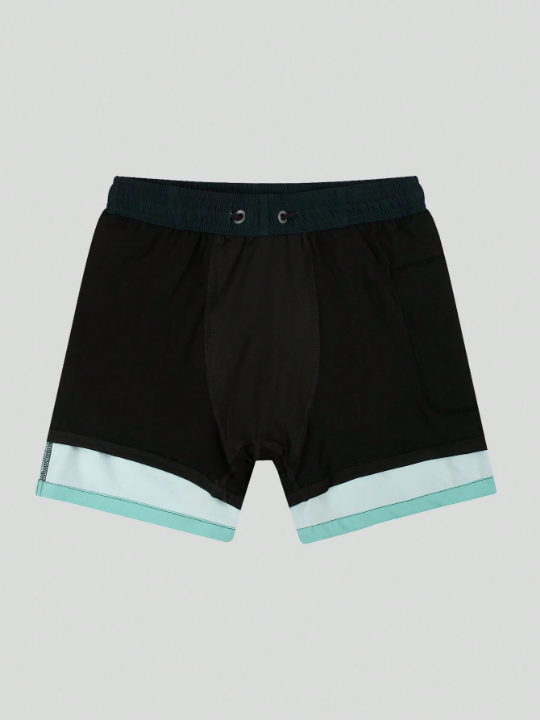 Men Ombre Drawstring Waist Swim Trunks With Phone Pocket