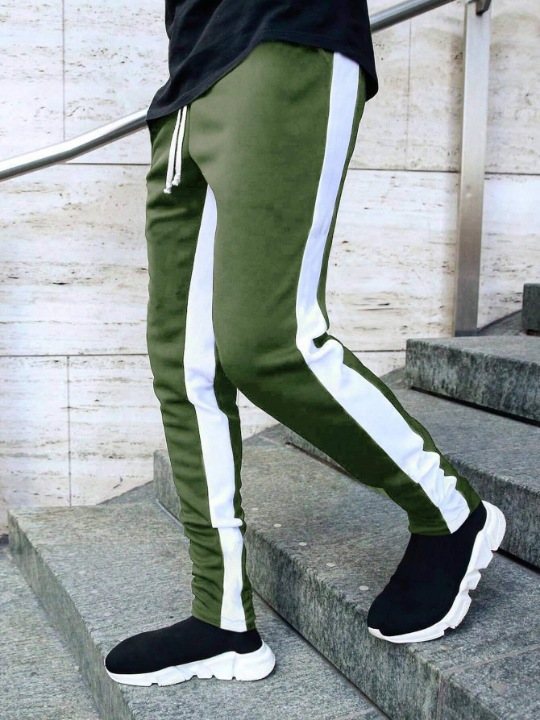 Manfinity Homme Men Letter Graphic Contrast Side Seam Drawstring Waist Sweatpants