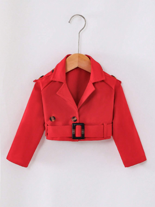 Baby Girl Autumn Casual Short Jacket, Perfect For Outdoor Photoshoots