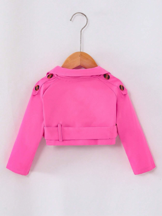 Baby Girls' Short Casual Trench Coat For Autumn, Suitable For Outdoor Photoshoots