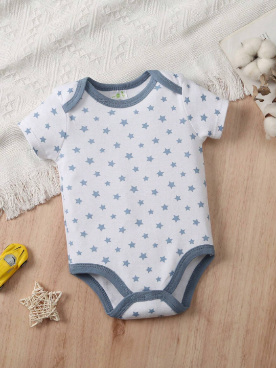 Baby Boy 5-Piece Summer New Baseball Print Short Sleeve Romper Set