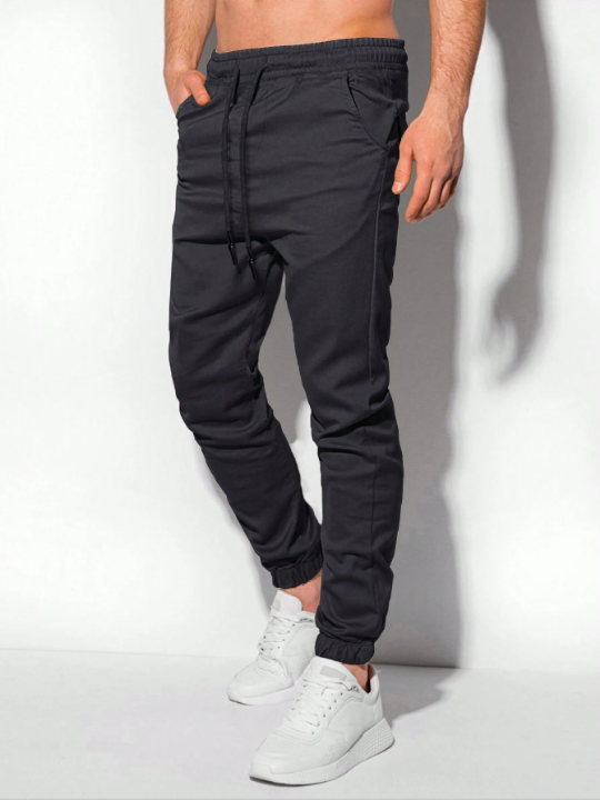 Manfinity Basics Men Drawstring Waist Slant Pocket Pants