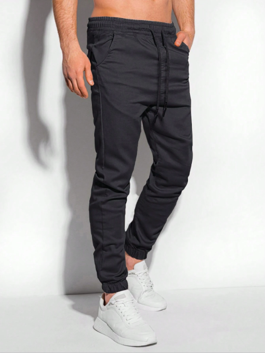 Manfinity Basics Men Drawstring Waist Slant Pocket Pants