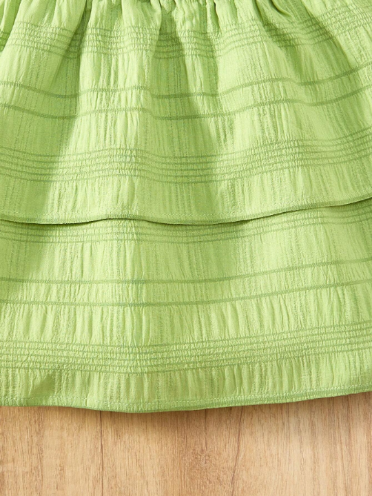 Tween Girls' Solid Color Textured A-Line Skirt With Gathered Waist