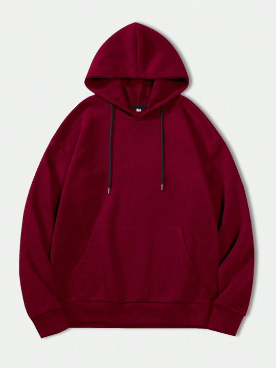 Manfinity Hypemode Men's Solid Color Drop Shoulder Long Sleeve Hoodie, Suitable For Autumn And Winter