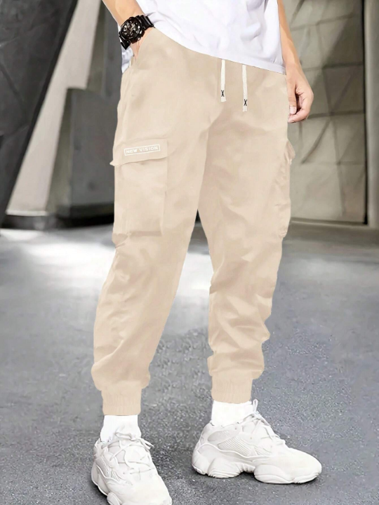 Men's Spring & Autumn New Arrival Trendy Letter Printed Drawstring Waist Joggers