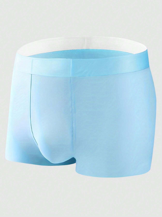 4pcs Men's Solid Color Ice Silk Flat Angle Underwear