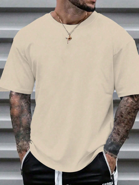 Men's Solid Color Round Neck Short Sleeve T-Shirt