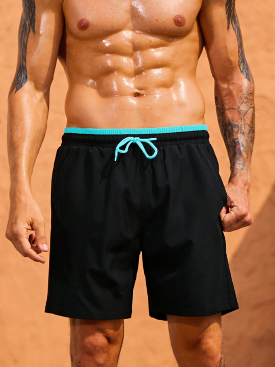 Manfinity Swimmode Men 2 In 1 Drawstring Waist Swim Shorts