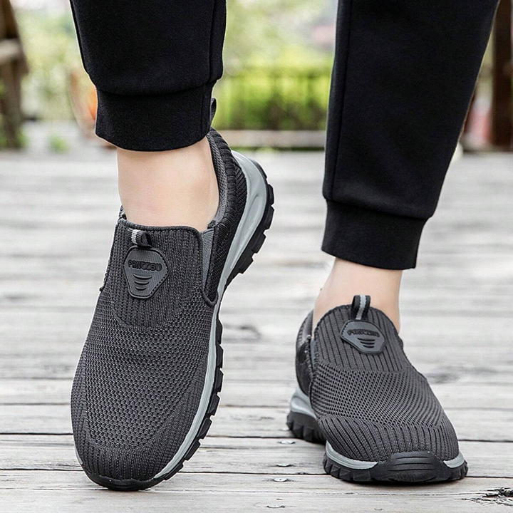 Men Casual Comfortable Soft Walking Shoes Knitted Running Slip-On Lightweight Sneakers