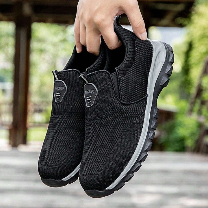 Men Casual Comfortable Soft Walking Shoes Knitted Running Slip-On Lightweight Sneakers