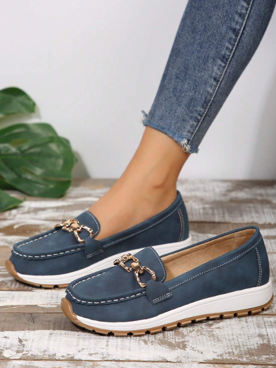 Women's Comfortable Soft Bottom Metal Chain Casual Sneakers (Loafers)