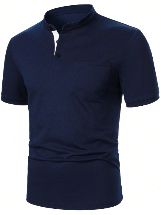 Manfinity Mode Men Summer Solid Color Short Sleeve Casual Polo Shirt Suitable For Daily Commute