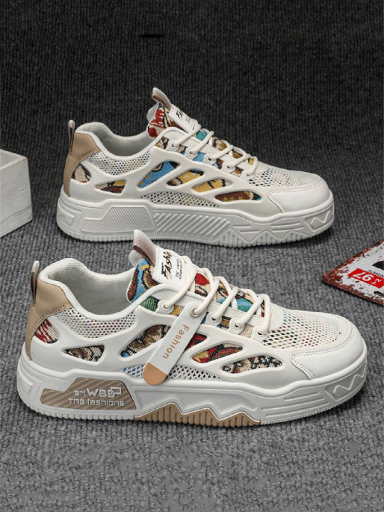 2024 New Trendy Men Four Seasons Leather & Mesh Splicing Canvas Skate Shoes Low-Top, Multi-Color, Street-Style, Breathable, Outdoor, Versatile, Flat, Student Skateboarding Shoes.