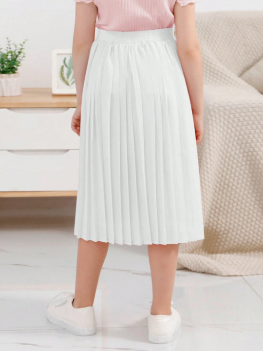 GORLYA Girls Chiffon Pleated Elastic Waist A-Line Bohemian Swing Long Skirt, Suitable For Casual Outdoor Shopping, Walking, Back-To-School, Dinner, Party.