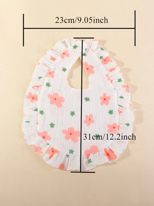 3pcs Lotus Leaf Edge Printed Gauze Baby Bibs