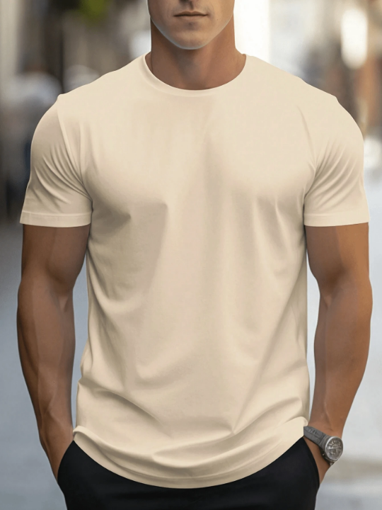 Men's Solid Color Crew Neck Short Sleeve T-Shirt