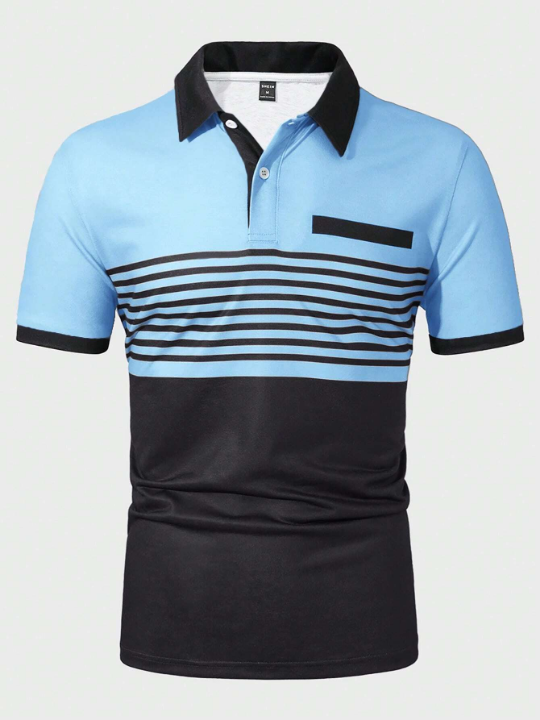 Manfinity Homme Men's Striped Short Sleeve Polo Shirt