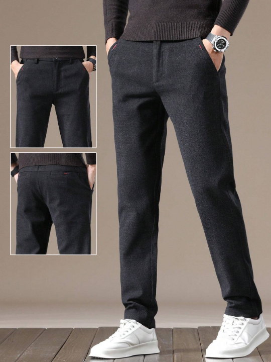 Solid Color Men's Slanted Pocket Trousers