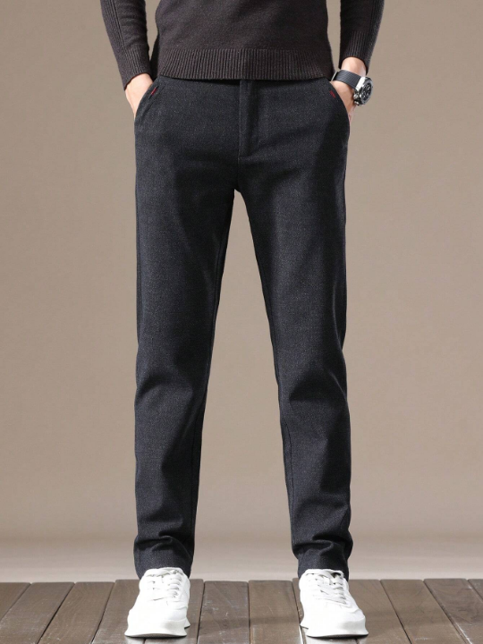 Solid Color Men's Slanted Pocket Trousers