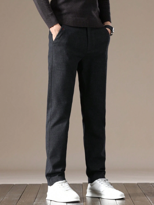 Solid Color Men's Slanted Pocket Trousers