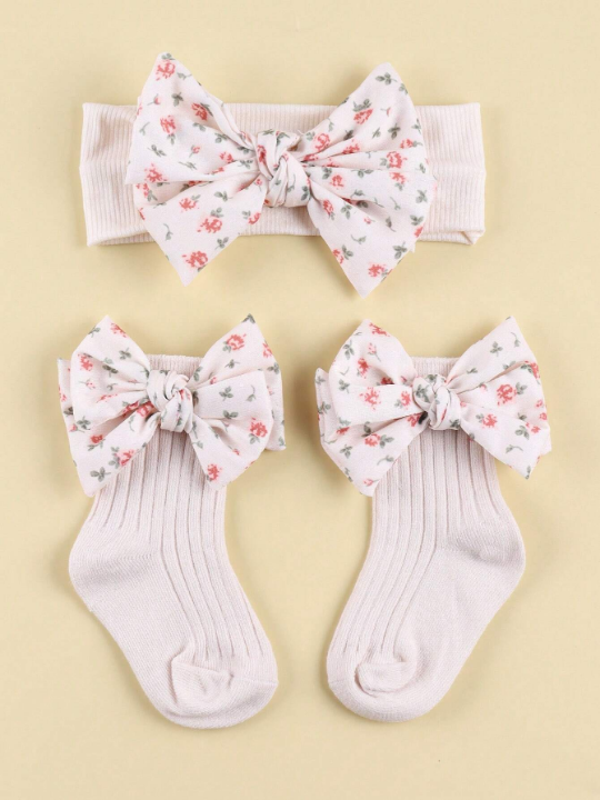 2pcs Baby Hair Accessories + Socks Set