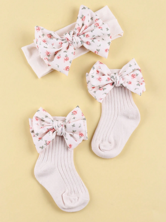 2pcs Baby Hair Accessories + Socks Set