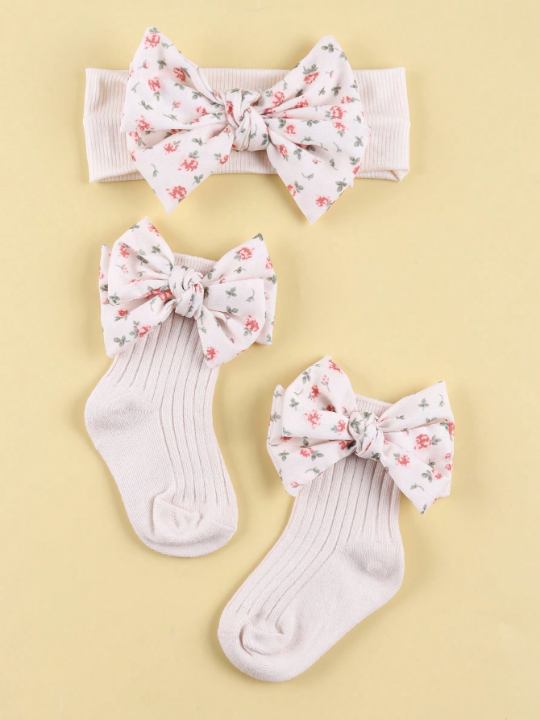 2pcs Baby Hair Accessories + Socks Set