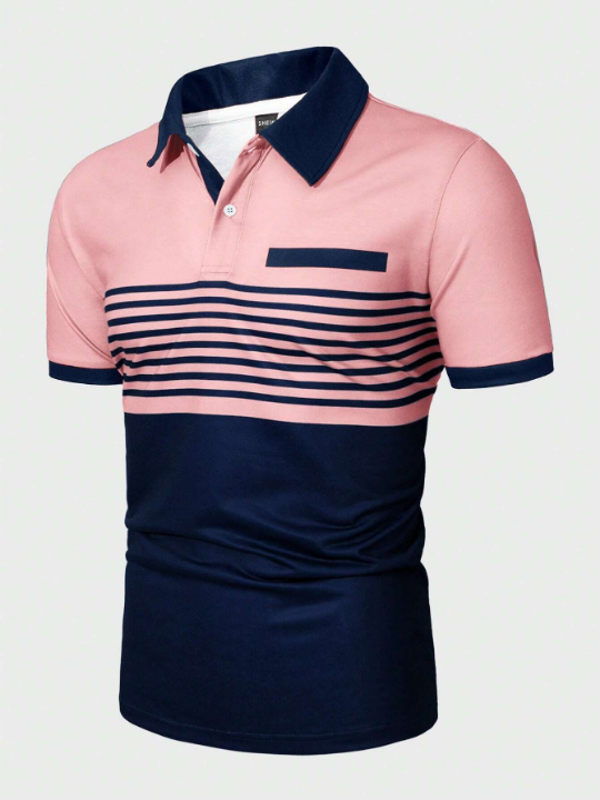 Manfinity Homme Men's Contrast Color Polo Shirt