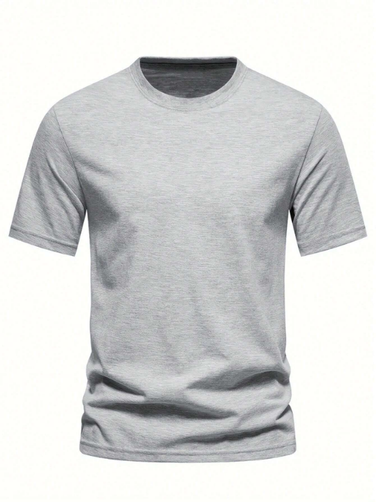 Men's Casual Solid Color Short Sleeve T-Shirt For Summer