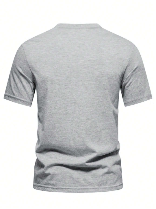 Men's Casual Solid Color Short Sleeve T-Shirt For Summer