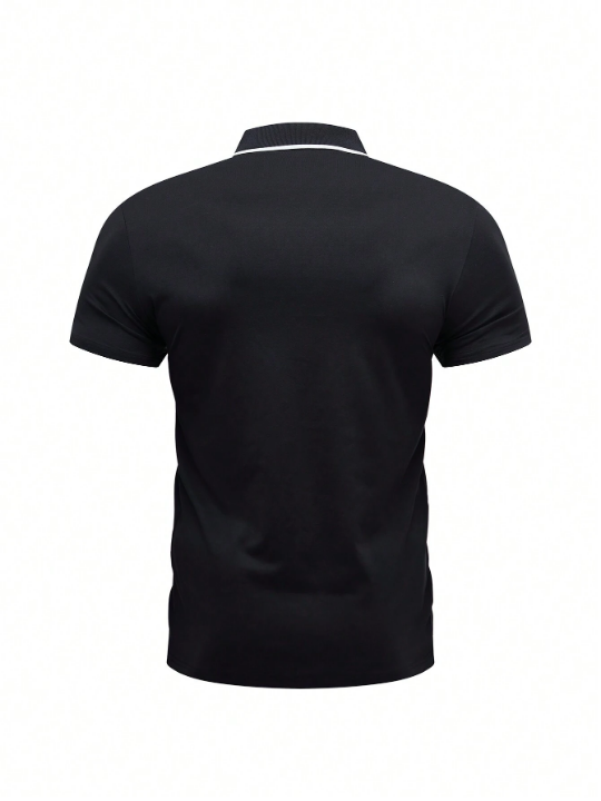 Manfinity Mode Men's Short Sleeve Casual Polo Shirt With Button Placket