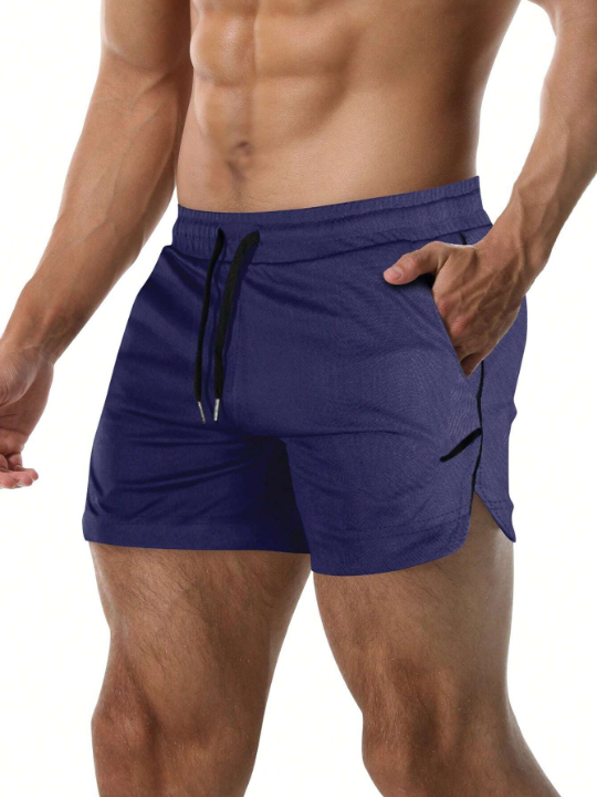 Sport PWRUP Men Drawstring Waist Split Hem Sports Shorts