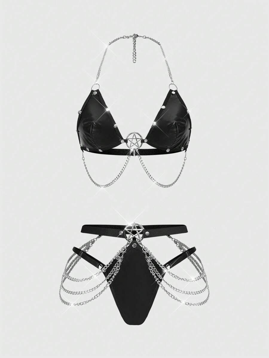 ROMWE Grunge Punk Gothic Sexy Lingerie Set