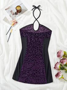 Women's Burnt Purple Hot Fabric U-Neck Dress