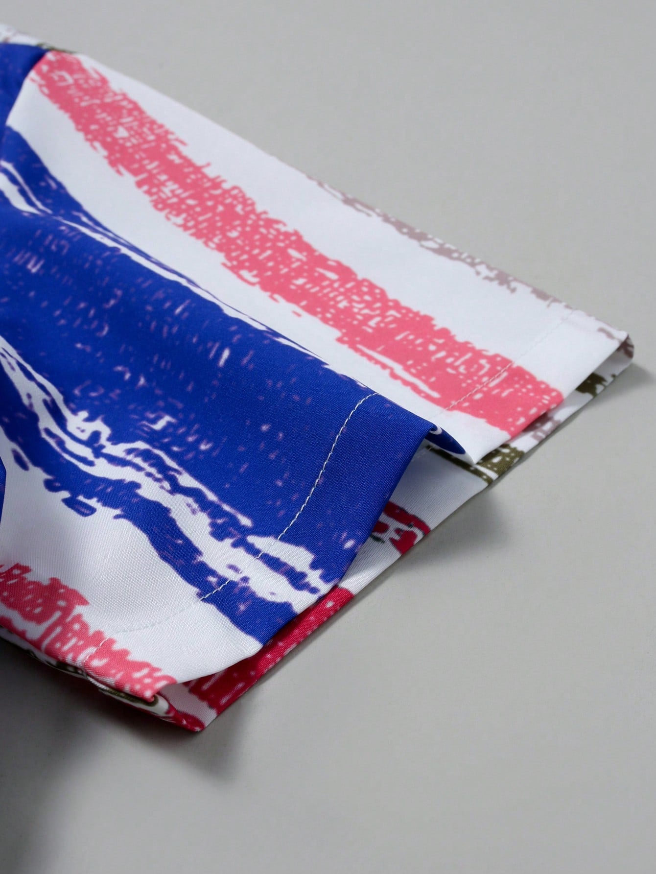 Men's Contrast Color Striped Button Front Short Sleeve Shirt