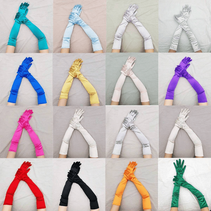 1920s Derby Day Women's Gloves Vintage Party Cosplay Bridal Wedding Gloves, Long Satin Elbow Gloves With Stretchy Spandex - Lolli World Marketplace
