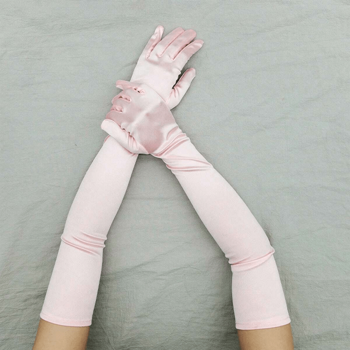 1920s Derby Day Women's Gloves Vintage Party Cosplay Bridal Wedding Gloves, Long Satin Elbow Gloves With Stretchy Spandex - Lolli World Marketplace