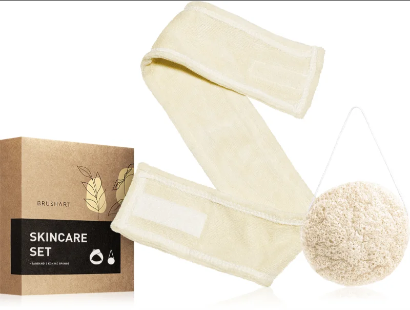 BrushArt Home Salon Skincare set Headband & Konjac sponge