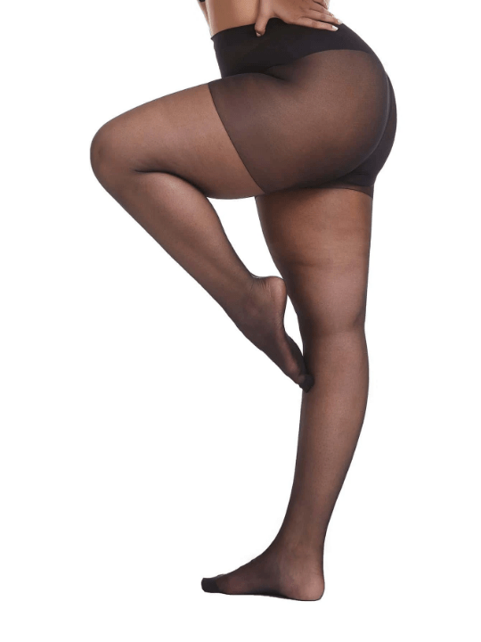 1pair Women 20D Solid Color Fashionable Plus Size Tights For Daily Decoration - Lolli World Marketplace