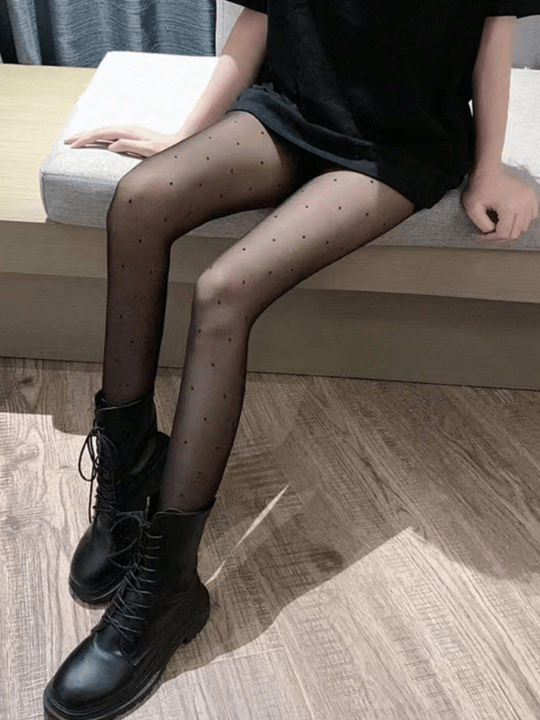 1pair Women Dot Pattern Fashionable Tights For Daily Life - Lolli World Marketplace