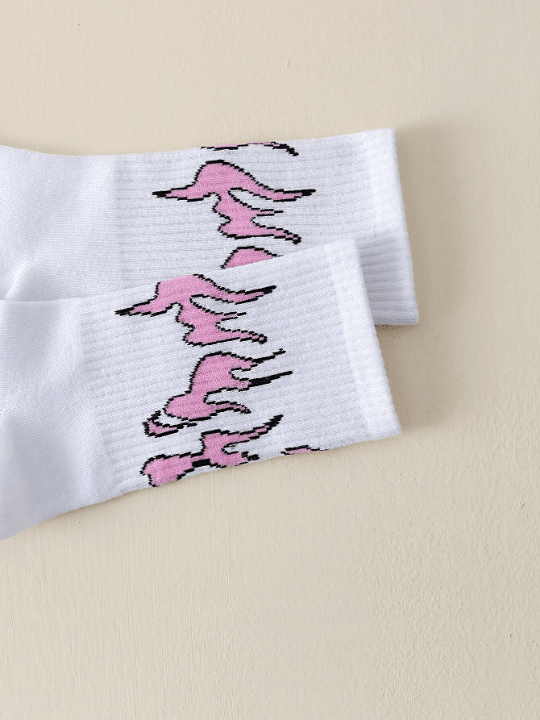 1pair Women Fire Pattern Crew Socks For Daily Life - Lolli World Marketplace